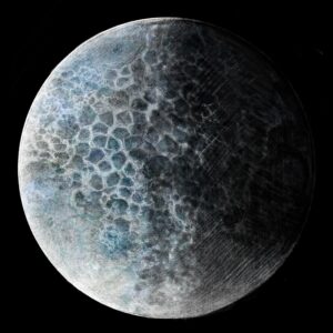 Illustrazione della luna piena associata ai mesi dell’anno tecnica mista, acquerello e digital illustration con procreate, stampa su carta hannemüle su ordinazione