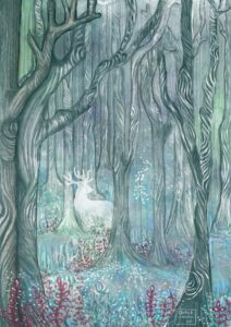 Il cervo sacro del bosco illustrazione di Georgia De Angelis