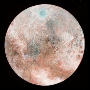 Illustrazione della luna piena di Georgia De Angelis associata ai mesi dell’anno tecnica mista, acquerello e digital illustration con procreate, stampa su carta hannemüle su ordinazione
