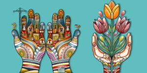 Delle mie mani farò cantieri o fragilissimi tulipani illustrazione di Georgia De Angelis